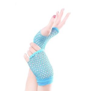 Sexy fishnet  fingerless gloves - blue